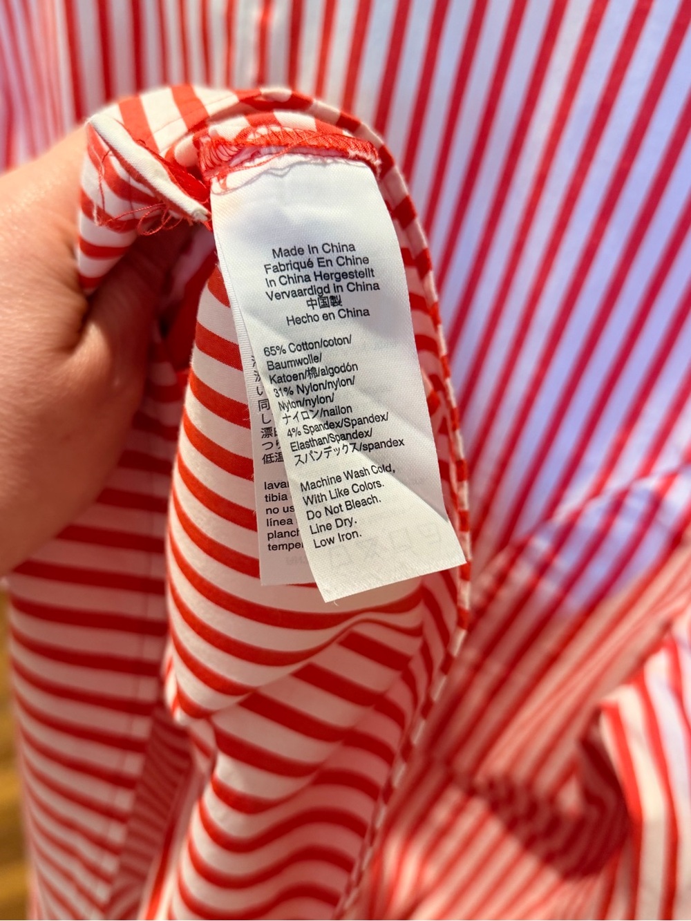 J. Crew Red and White Striped V-Neck Tie-Sleeve Blouse Size XL - Picture 3 of 10